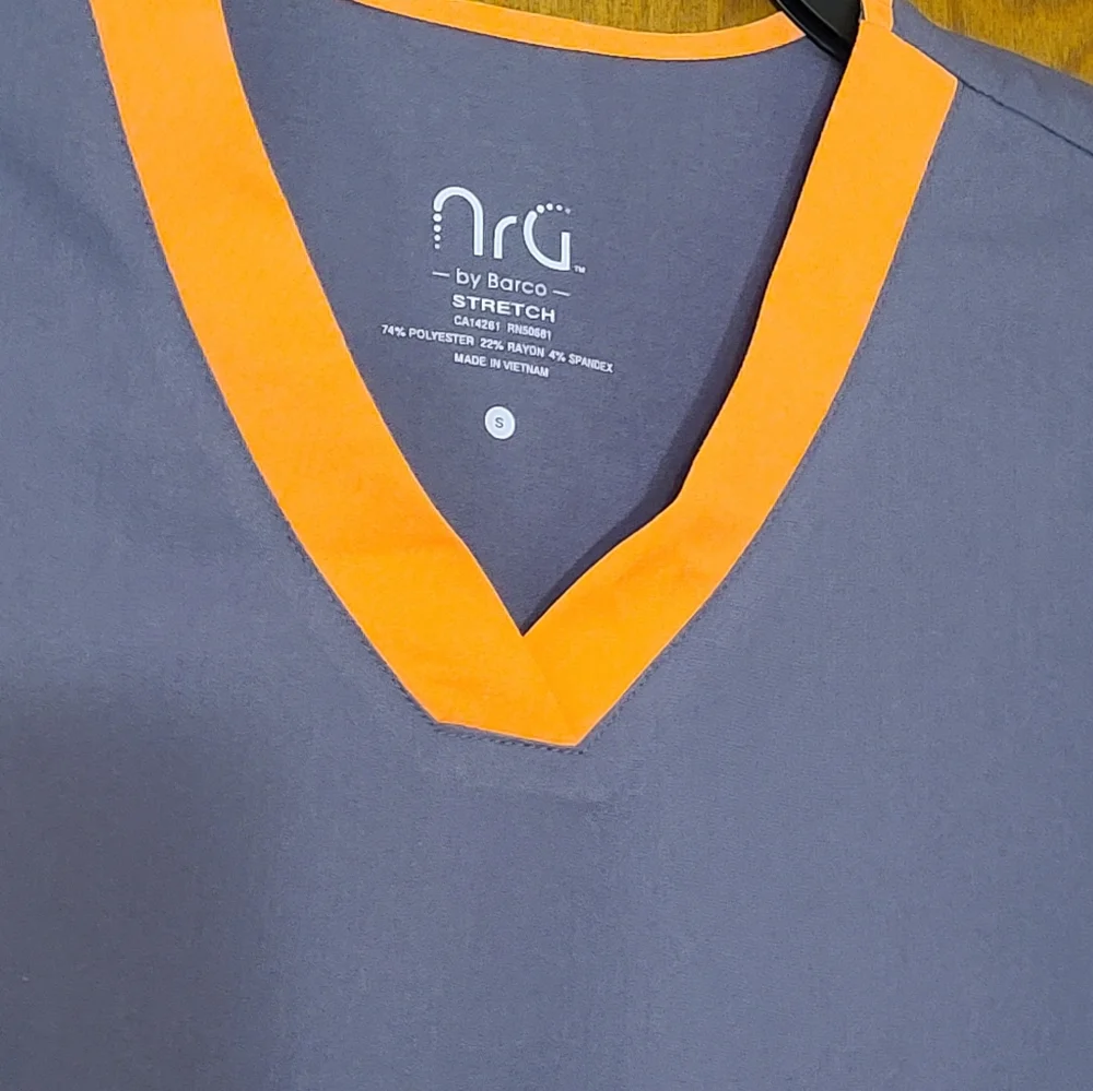 Brand New Orange and Gray NRG by Barco 2-Pc Matching Scrubs Set - Picture 5 of 16
